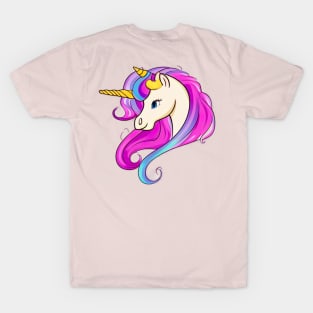 Pink unicorn with long hair T-Shirt